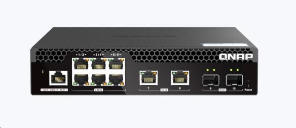 QNAP riadený switch QSW-M2106R-2S2T (6x 2, 5GbE RJ45, 2x 10GbE RJ45, 2x 10GbE SFP+, malá šírka)