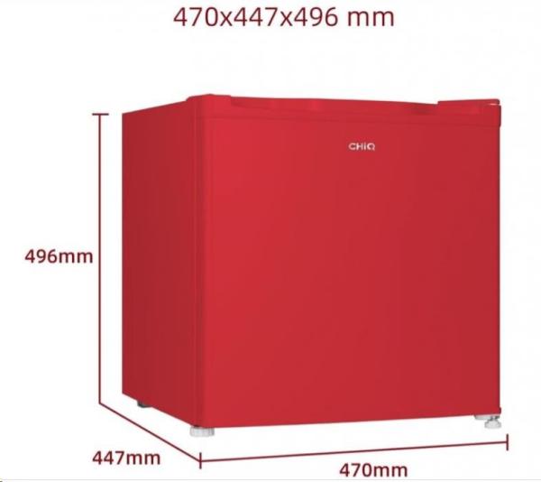 CHiQ CSD46D4RE minibar, 46 litrů, 2 přihrádky, 0 °C až +10 °C, 39 dB, červený - rozbaleno2