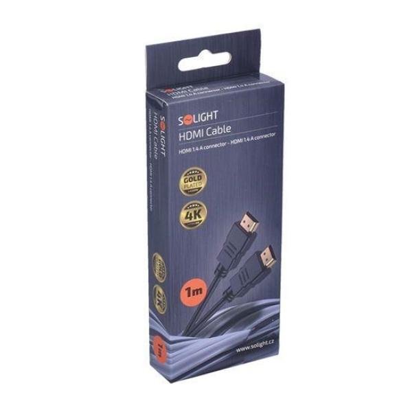 Solight HDMI kabel s Ethernetem,  HDMI 1.4 A konektor - HDMI 1.4 A konektor,  blistr,  1m1