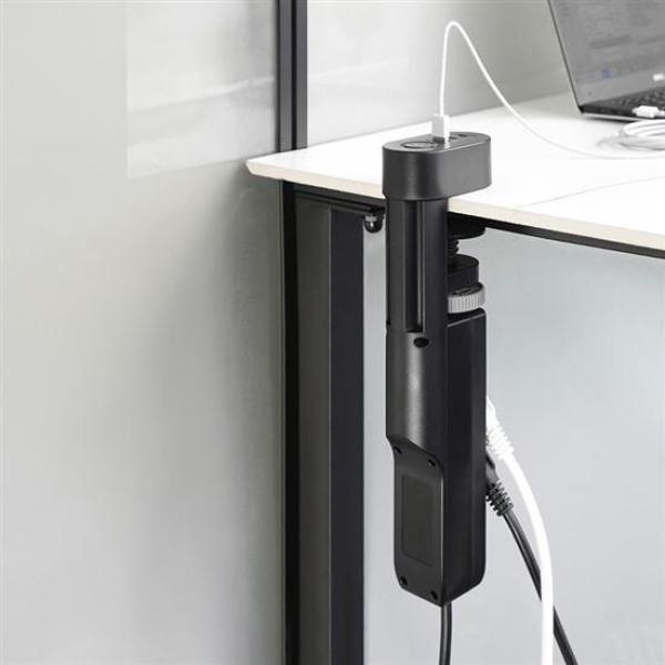 Solight 3z + USB A+C přenosné stolní zásuvky,  2m,  černá,  USB rychlonabíječka 20W PD8