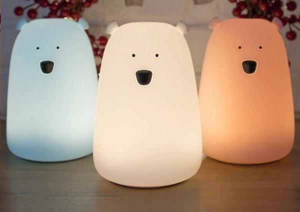 Rabbit & Friends Dotyková lampička medvídek s ovládáním | růžová1