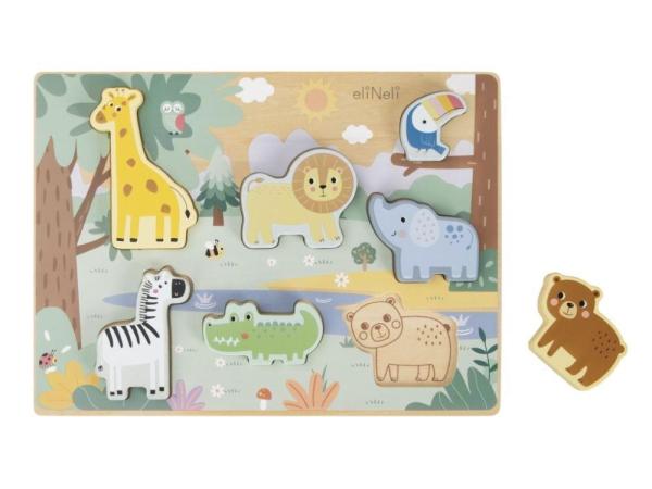 Dřevěné vkládací puzzle - zvířátka v ZOO