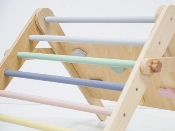 Montessori rostoucí Piklerové trojúhelník 3v1 s activity boardem a prknem 2v1 - pastel - 2. jakost3