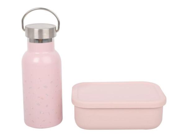 Svačinový set pro děti (láhev+box) - růžový