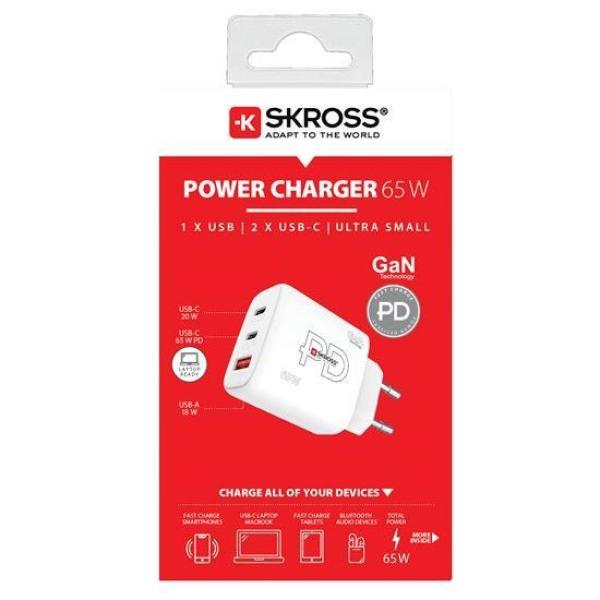 SKROSS USB A+C nabíjecí adaptér Power charger 65W GaN EU, Power Delivery, typ C4