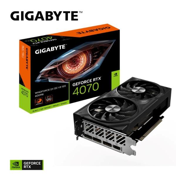 GIGABYTE VGA NVIDIA GeForce RTX 4070 WINDFORCE OC 12G V2,  12GB GDDR6,  3xDP,  1xHDMI