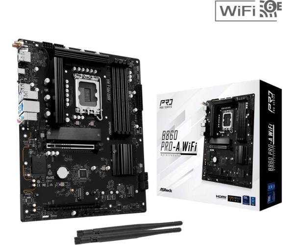 ASRock MB Sc LGA1851 B860 Pro-A WiFi,  Intel B860,  4xDDR5,  1xDP,  1xHDMI,  WiFi,  ATX
