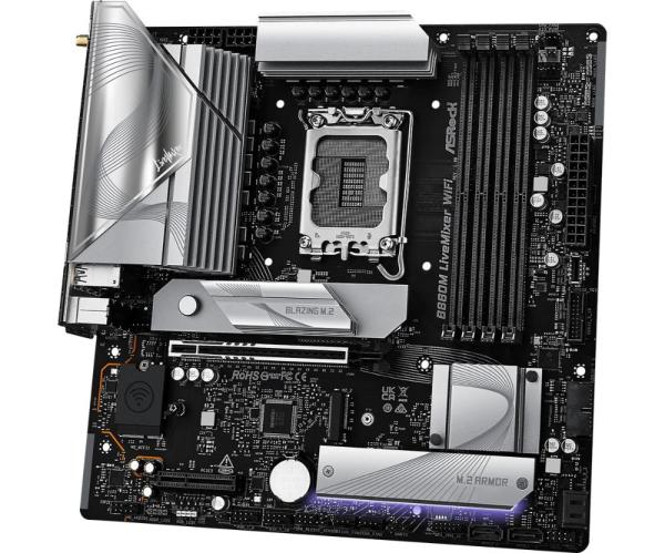 ASRock MB Sc LGA1851 B860M LiveMixer WiFi,  Intel B860,  4xDDR5,  1xThunderbolt,  1xHDMI,  WiFi,  mATX3