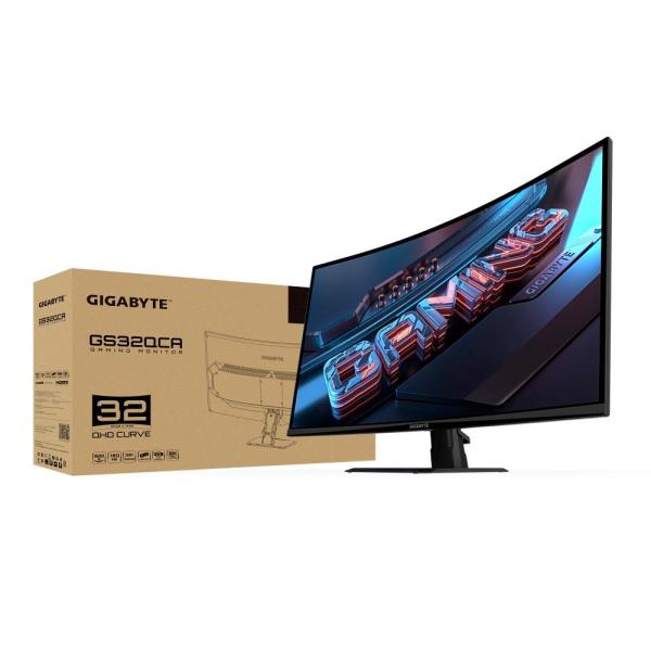 GIGABYTE LCD - 32" Gaming monitor GS32QCA,  Prohnutý VA 1500R,  2560x1440 QHD,  180Hz,  3500:1,  250cd/ m2,  1ms,  2xHDMI,  1xDP8