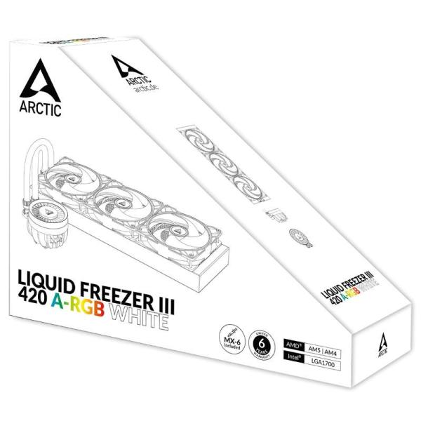 ARCTIC Vodní chladič Liquid Freezer III 420 ARGB,  3x140mm,  AM5,  LGA1851,  bílá6