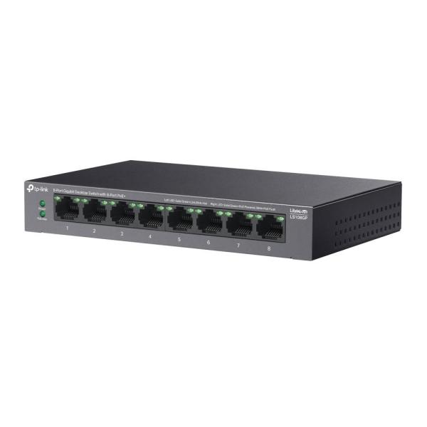 TP-Link LiteWave switch LS108GP v1.0 (P/ N:1760500280) (8xGbE,  8xPoE+,  62W,  fanless)1
