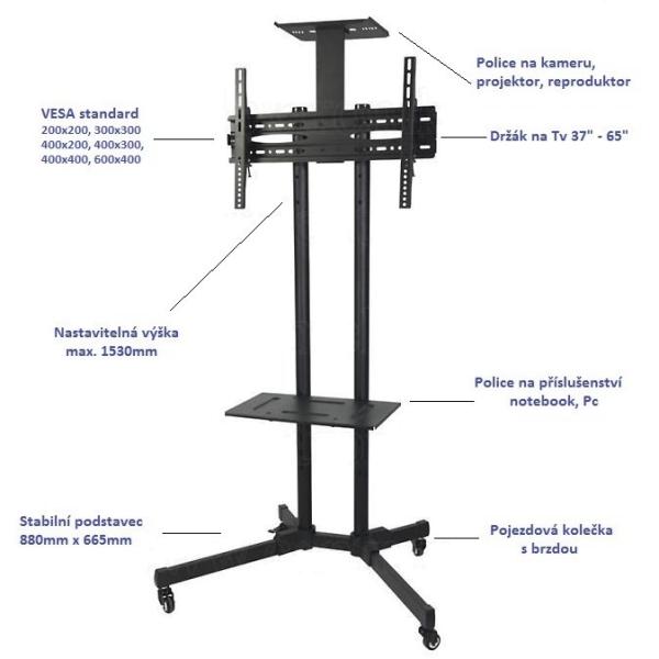 Tv stojan s policema Fiber Mounts M6C610