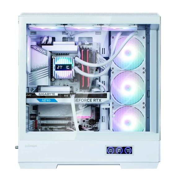 ZALMAN case P50 DS, Mid Tower, ATX, 2xUSB 3.0, 1xUSB-C, 4x 120mm ARGB Fan, Boční display, bílá1