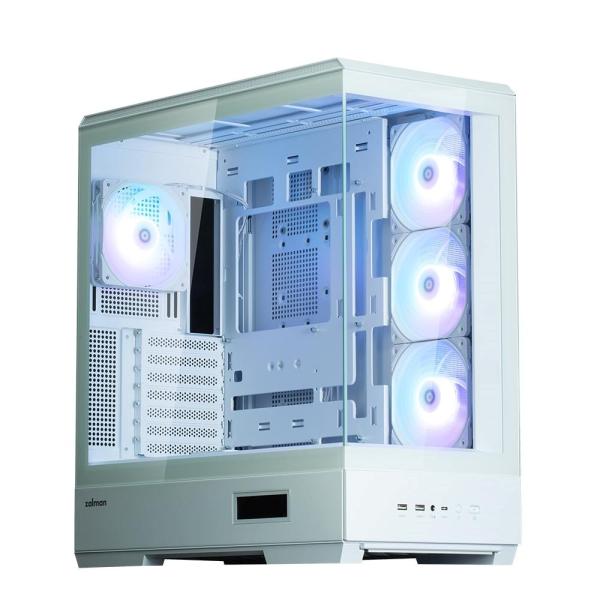 ZALMAN case P50 DS, Mid Tower, ATX, 2xUSB 3.0, 1xUSB-C, 4x 120mm ARGB Fan, Boční display, bílá2