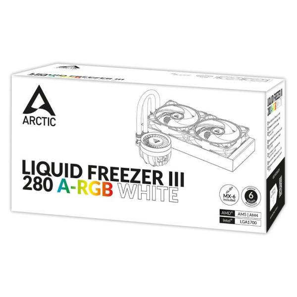 ARCTIC Vodní chladič Liquid Freezer III 280 ARGB,  2x140mm,  AM5,  LGA1851,  bílá6
