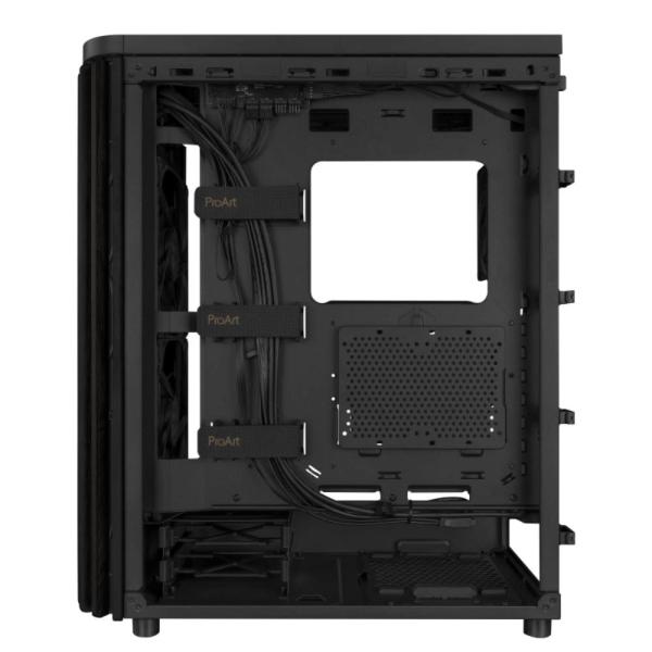 ASUS case PROART PA401 WOOD METAL,  Mid Tower,  ATX,  1xUSB-C Gen2x2,  2xUSB 3.0,  2x 160mm Fan,  1x 120mm Fan,  černá4