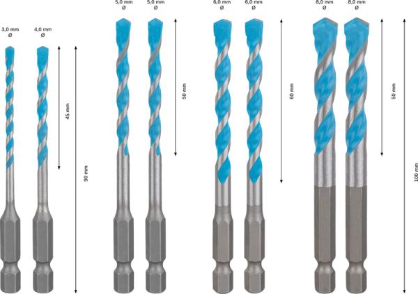 Bosch sada vrtáků EXPERT HEX-9 MultiConstruction 3–8 mm pro Pick & Click2