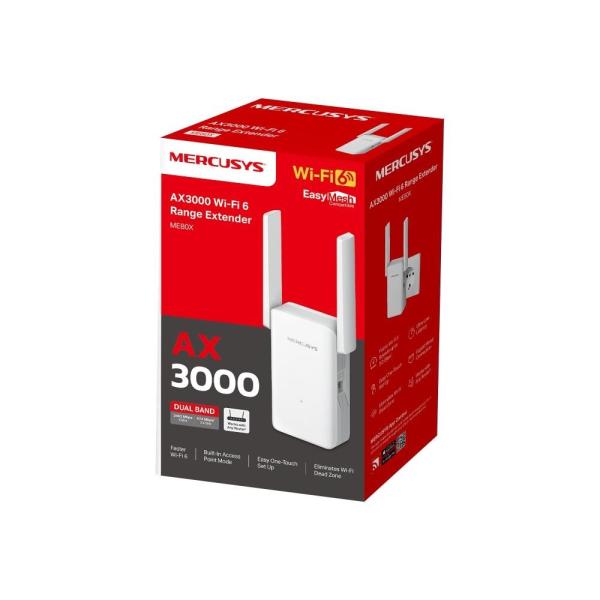 MERCUSYS ME80X WiFi6 Extender/ Repeater (AX3000, 2, 4GHz/ 5GHz, 1xGbELAN)3