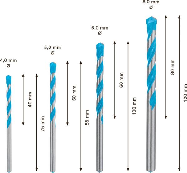 Bosch 4dílná sada vrtáků EXPERT MultiConstruction CYL-9, 4 5 6 8 mm1