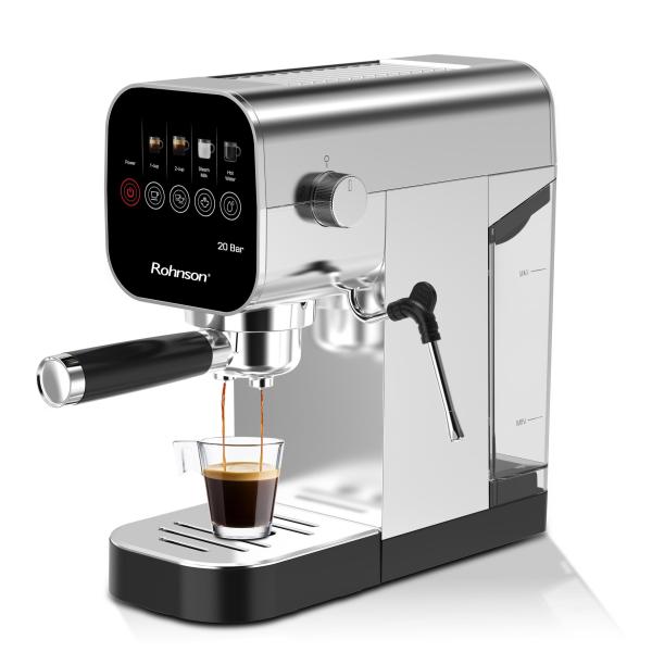 Rohnson espresso, 1360 W, 20 bar, slim design, dotykový ovládací panel, vysokotlaká tryska1