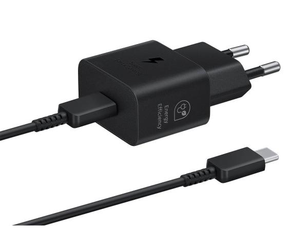 Samsung síťová nabíječka EP-T2510XBE + kabel USB-C,  25W,  černá