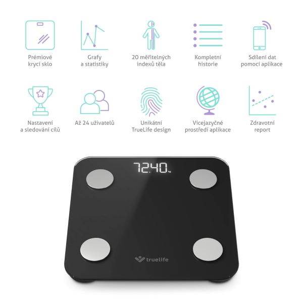 TrueLife FitScale W1 BT Black - bioelektrická impedanční bluetooth váha2