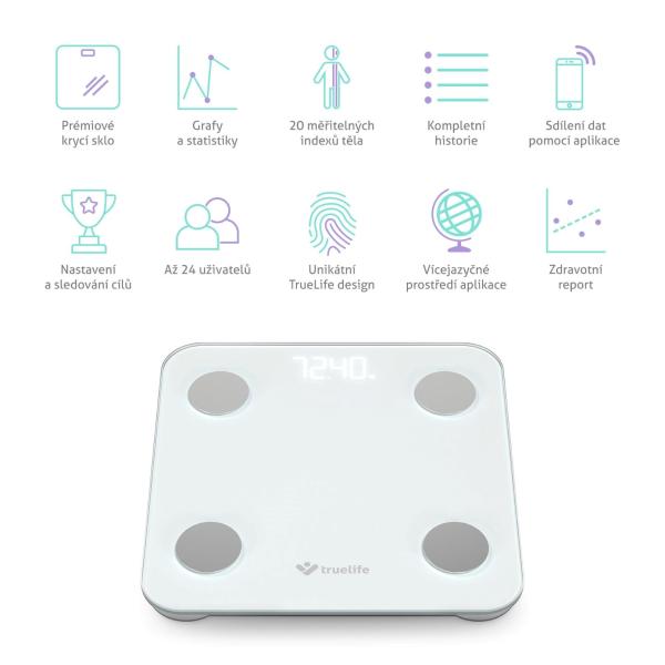 TrueLife FitScale W1 BT White - bioelektrická impedanční bluetooth váha2