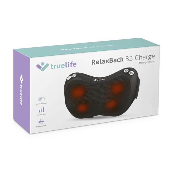 TrueLife RelaxBack B3 Charge - masážní polštář s dobíjecí baterií - Poškozený obal (Komplet)3