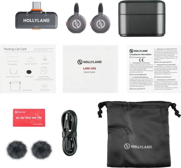Hollyland LARK M2S Duo Wireless Lavalier Microphone with USB-C Plug (Duo, Space Gray)0
