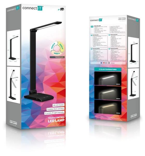 CONNECT IT Stolní LED lampa Bright, USB-A, černá1