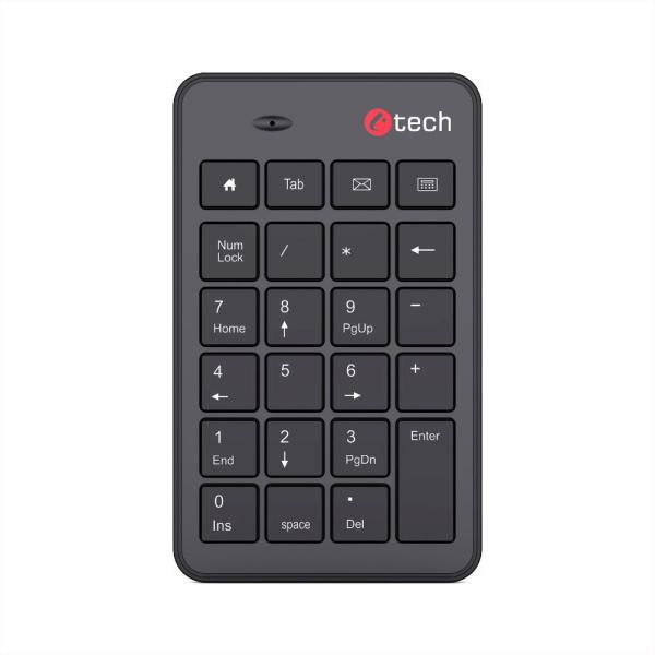 C-TECH Numerická kávesnice KBN-02WS,  23 kláves,  Bezdrátová,  Černá