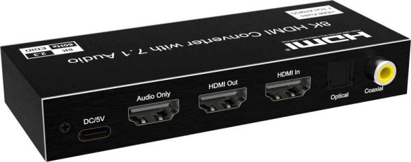 PremiumCord Audio Extractor HDR,  8K@60Hz, výstupy: stereo jack,  SPDIF,  RCA,  HDMI2