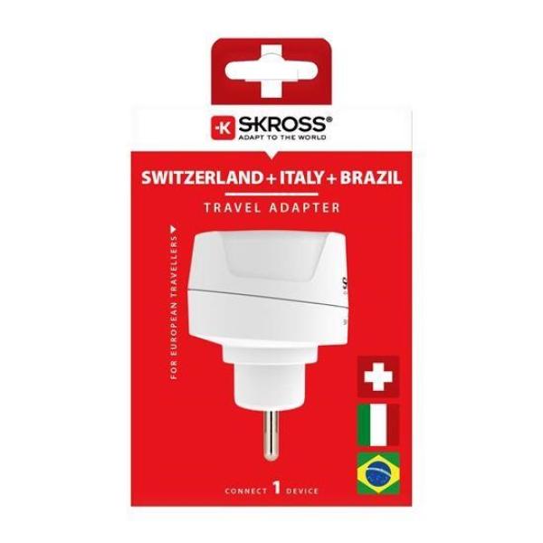 SKROSS cestovní adaptér pro použití v Brazílii, Itálii a Švýcarsku, typ J N L5