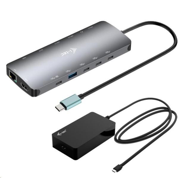 i-tec USB-C Metal Nano 3x Display Dock,  2x HDMI 1x USB-C video, PD 140W + Universal Charger 140 W