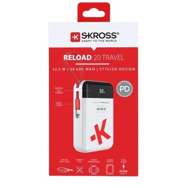 SKROSS powerbank Reload 20 Travel,  20W PD,  20 000mAh,  USB A+C3