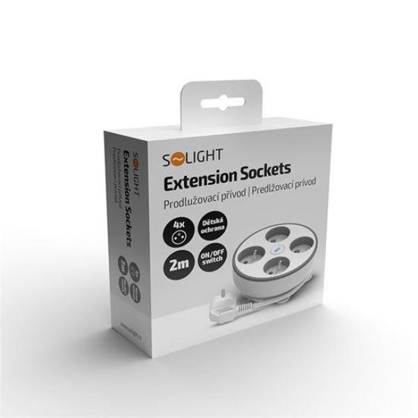 Solight 4z prodlužovací přívod, 2m, 3 x 1mm2, bílý, vypínač5