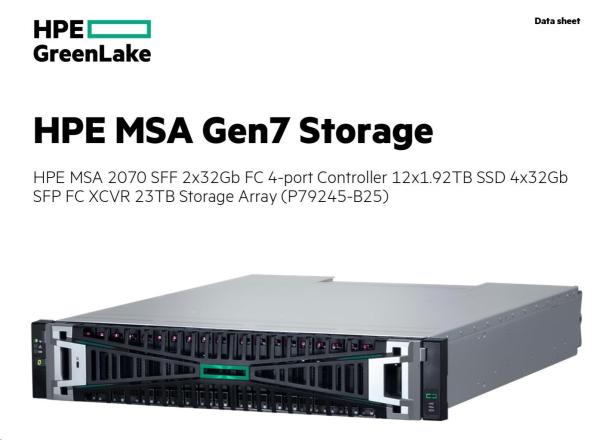 HPE MSA 2070 SFF 2x32Gb FC 4-port Controller 12x1.92TB SSD 4x32Gb SFP FC XCVR S3Y23A 23TB Storage Array Smart Choice1