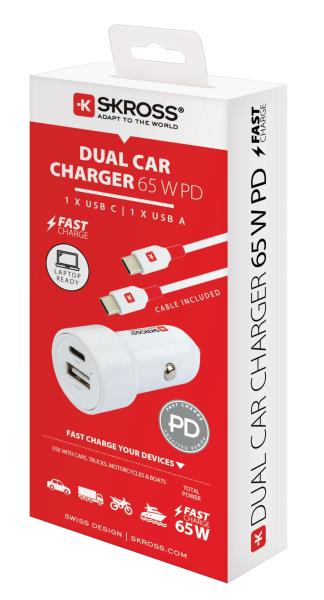 SKROSS USB A+C nabíjecí autoadaptér Dual Car Charger, 65W PD4
