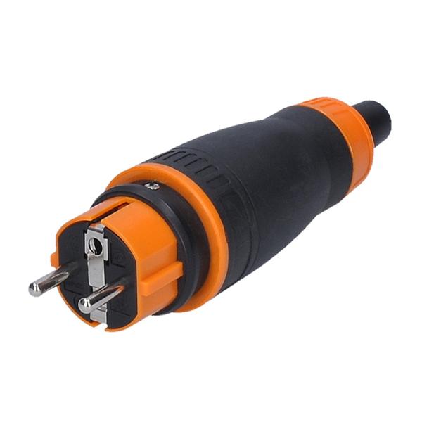 Solight zástrčka do vlhka,  přímá,  IP44,  černá-oranžová