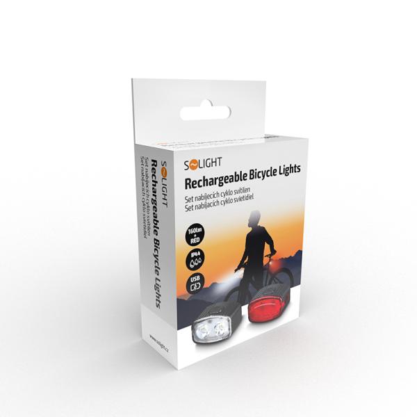 Solight set nabíjacích cyklo svietidiel, 160lm predné, zadné červená, Li-Ion, USB7