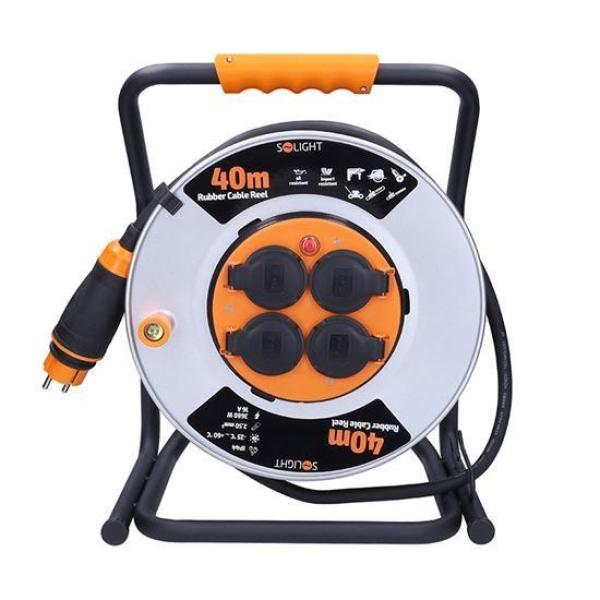 Solight 4z prodlužovací přívod - na bubnu, 40m guma H07RN-F, 3x 2, 5mm2, IP442