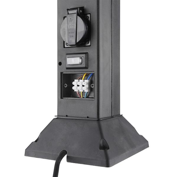 Solight zahradní sloupek IP44 s LED osvětlením,  plast,  2 zásuvky,  hranol,  černý7