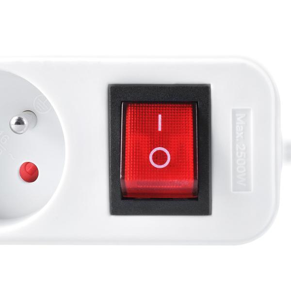 Solight prodlužovací přívod,  5 zásuvek,  bílý,  vypínač,  3m1
