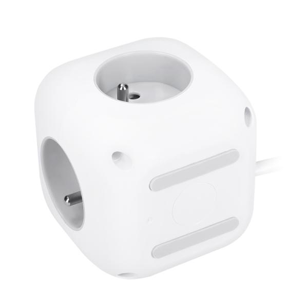 Solight 3z + USB A+C prodlužovací přívod - kostka,  kabel 2m,  3 x 1mm2,  bílý,  vypínač2