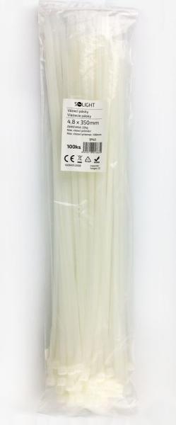 Solight vázací nylonové pásky,  4, 8 x 350mm,  natural,  100ks0