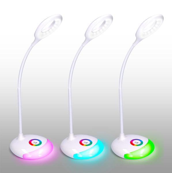 Solight LED stolná lampička nabíjacia, 5W, RGB podsvietenie, stmievateľná, USB napájanie6