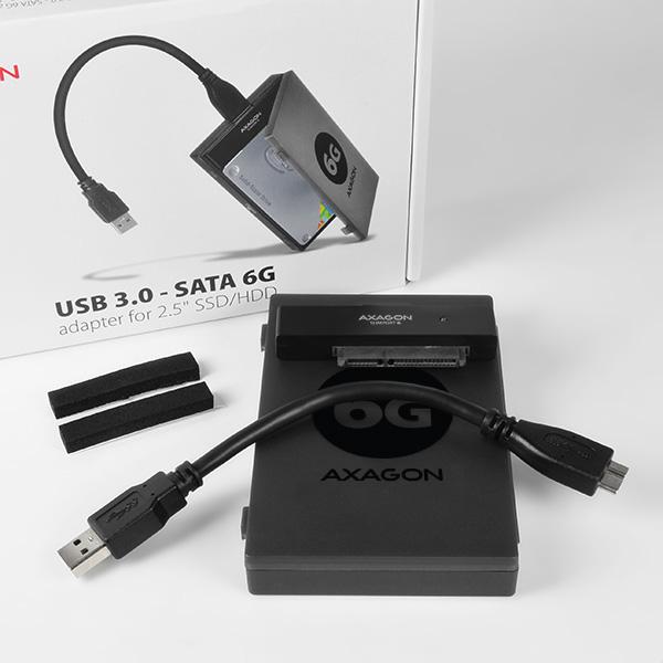AXAGON ADSA-1S6,  USB 3.2 Gen 1 - SATA 6G SSD/ HDD adaptér vr. 2.5" púzdra10