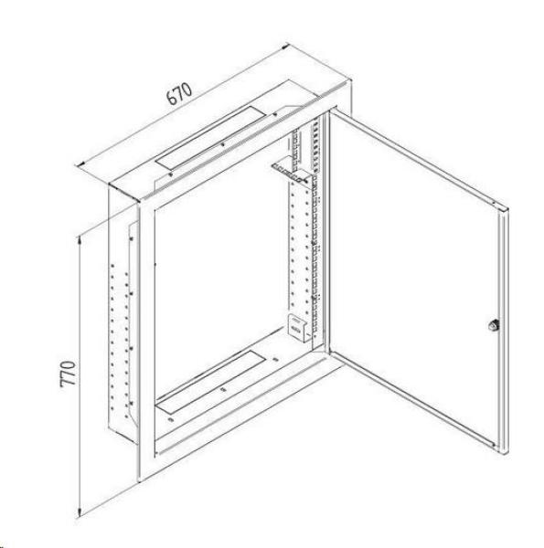 Hybridná skrinka TRITON SGA na zapustenie,  4U vertikálne,  2U horizontálne,  nosnosť 30 kg2