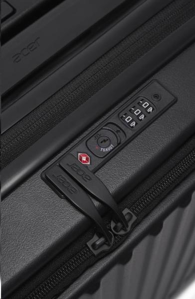 ACER Barcelona luggage 20", černý, pevný cestovní kufr, materiál: 100% recyklovaný PET, TSA kombinační zámek6