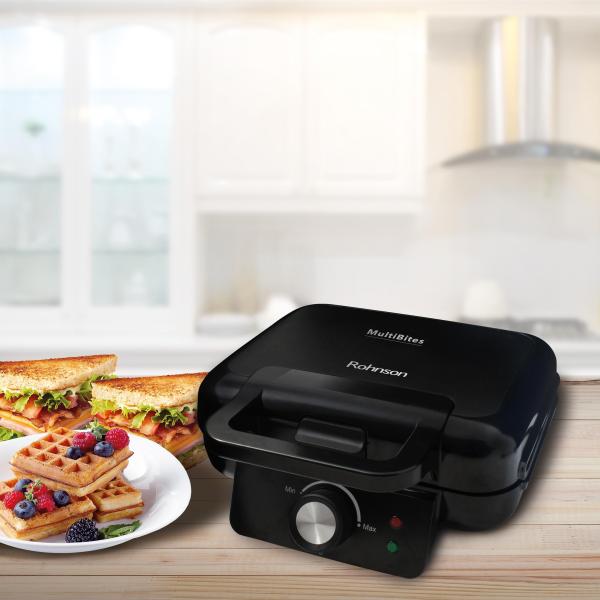 Rohnson R-2635 MultiBites sendvičovač, 1000 W, nepřilnavý povrch, regulace teploty, černá5